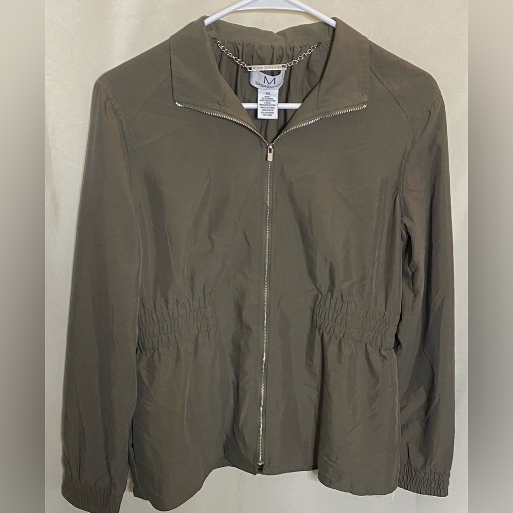 New Magaschoni Olive Green Lightweight Full-Zip Jacket - Size XS